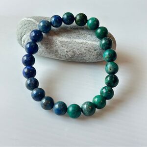 Natural chrysocolla Blue and Green Beaded Bracelet 8mm stretchy fits 6inch